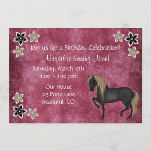 Horse and Flowers Birthday Invitation ~ Girls
