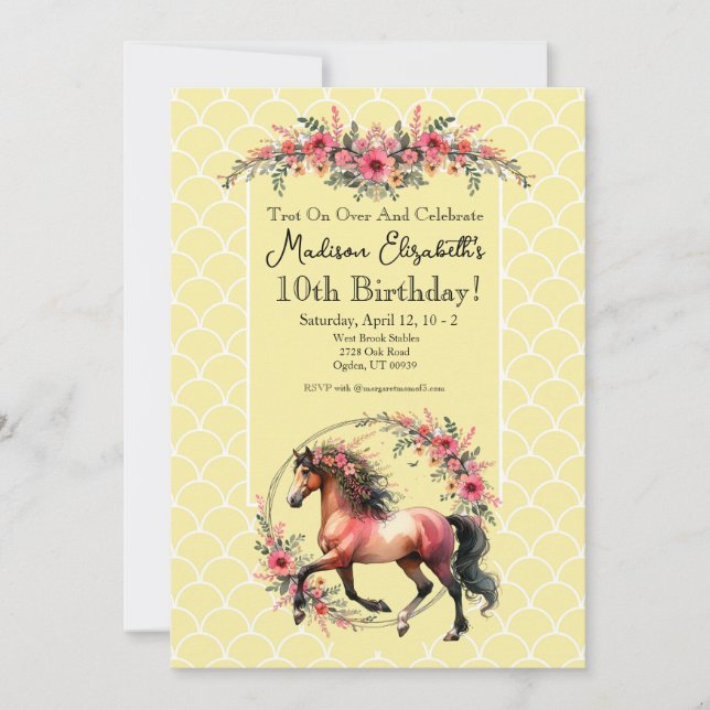 Horse And Flowers Invitation (Front)