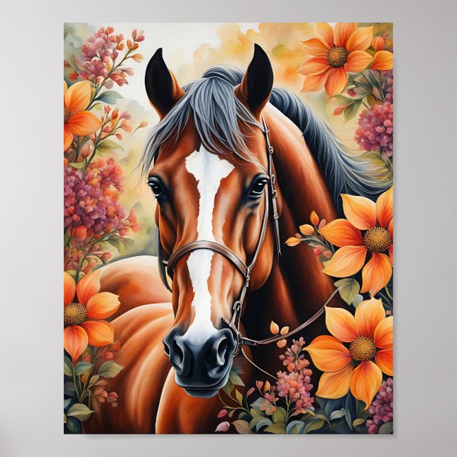 Horse And Flowers Poster (Front)