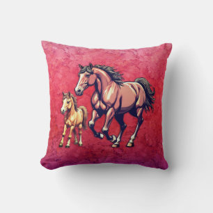 Horse and Foal on Textured Background Cushion