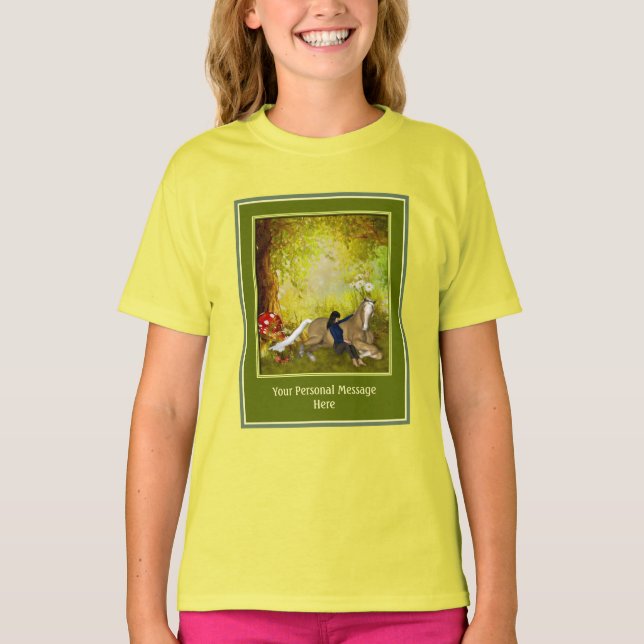 Horse And Girl Add Your Own Text Custom   T-Shirt (Front)