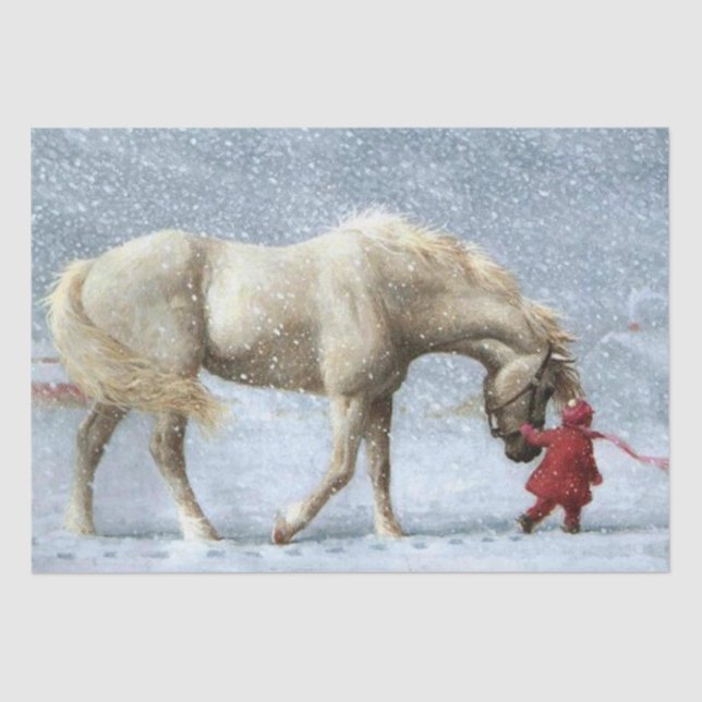 Horse and Girl in Winter Tissue Paper (Front)