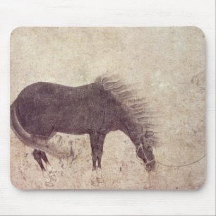 Horse and Groom in Winter Mouse Pad