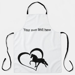 Horse and Heart in black. Editable text. Apron