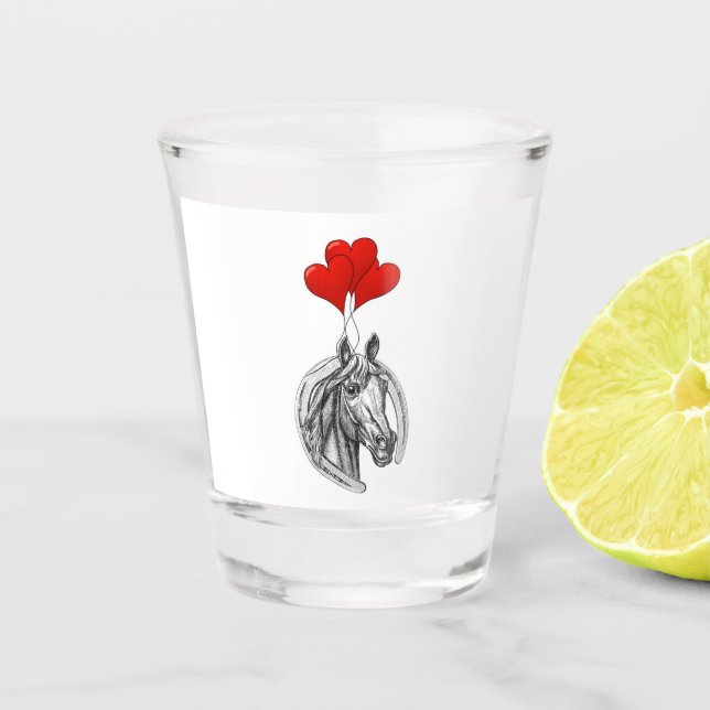 Horse and Hearts   Shot Glass (Front)