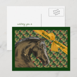 Horse And Holly Christmas Holiday Customisable Postcard