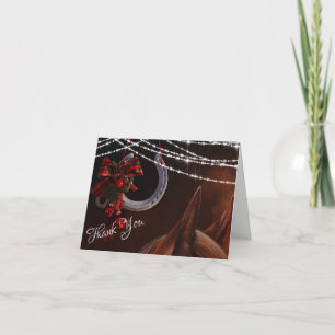 Horse and Horseshoe Christmas Holiday Thank You Card