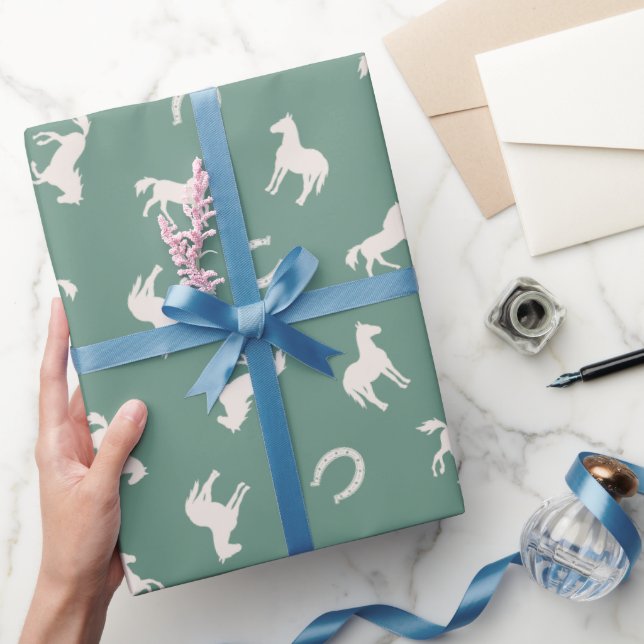 Horse and Horseshoe Equestrian Wrapping Paper (Gifting)