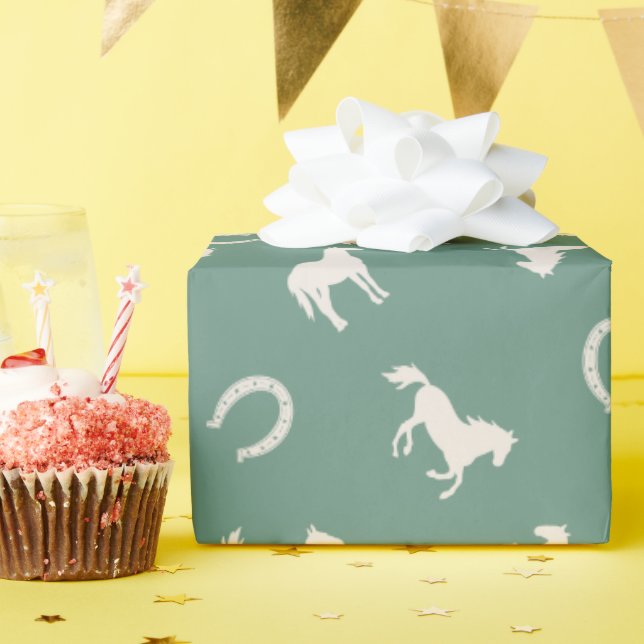 Horse and Horseshoe Equestrian Wrapping Paper (Birthday Party)