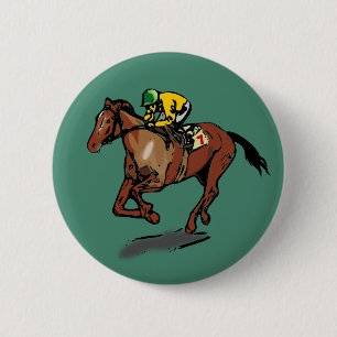 Horse and Jockey 6 Cm Round Badge