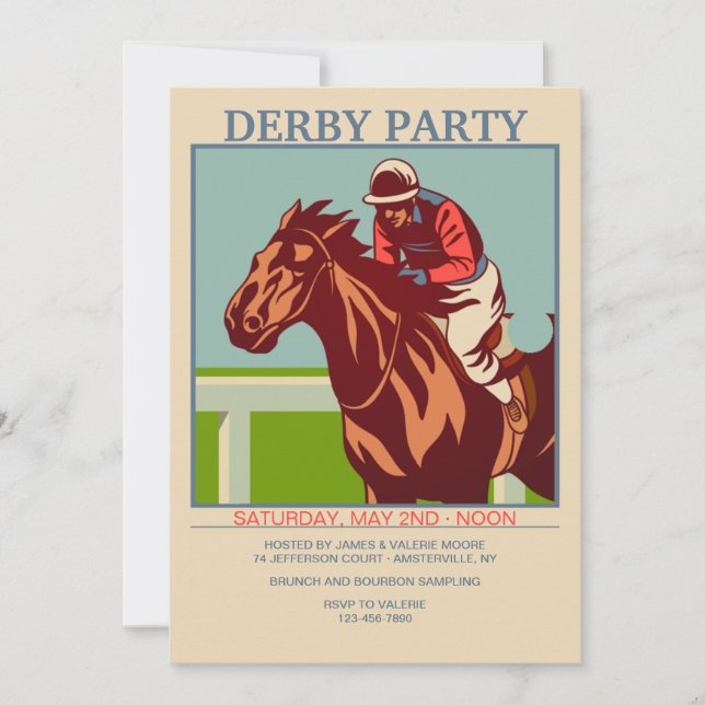 Horse and Jockey Derby Party Invitation (Front)