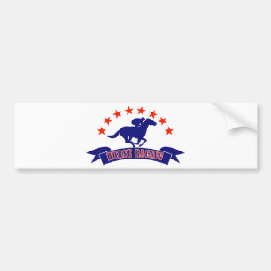 Horse and jockey racing silhouette stars bumper sticker
