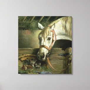 Horse and kittens, 1890 canvas print