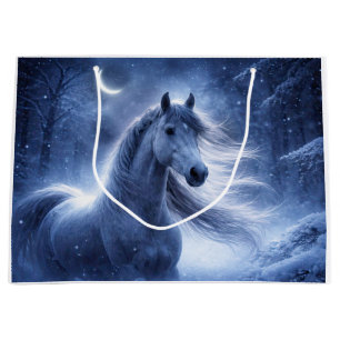 Horse and Moon Beautiful Winter Large Gift Bag