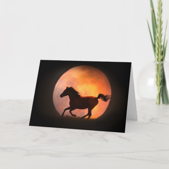 Horse and Moon Birthday Greeting Card (Front)