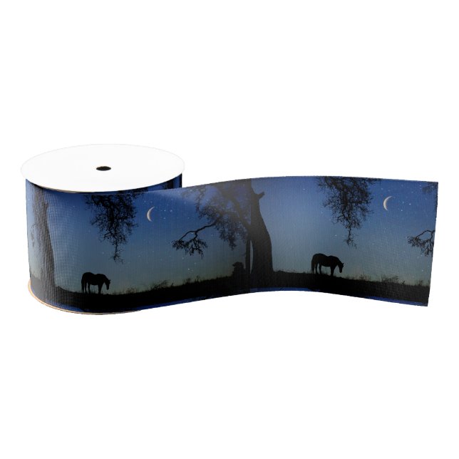 Horse and Moon Ribbon Grosgrain Ribbon (Spool)