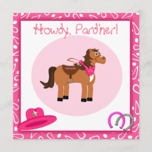Horse and Pink Paisley Cowgirl Birthday Party Invitation