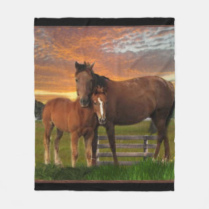 Horse and pony fleece blanket