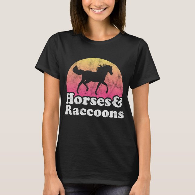 Horse and Racoon Women or Girls Horses Raccoons T-Shirt (Front)