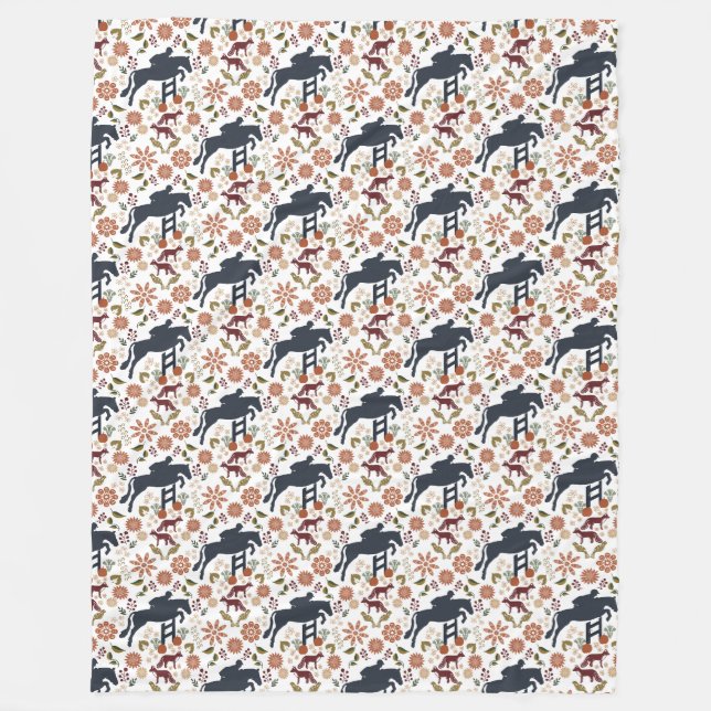 Horse and Rider Fleece Blanket Equestrian Decor (Front)