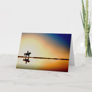 Horse and Rider on Beach Silhouette Greeting Card