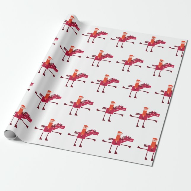 Horse and rider repeat pattern wrapping paper (Unrolled)