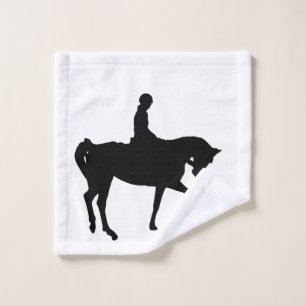 Horse and rider silhouette wash cloth