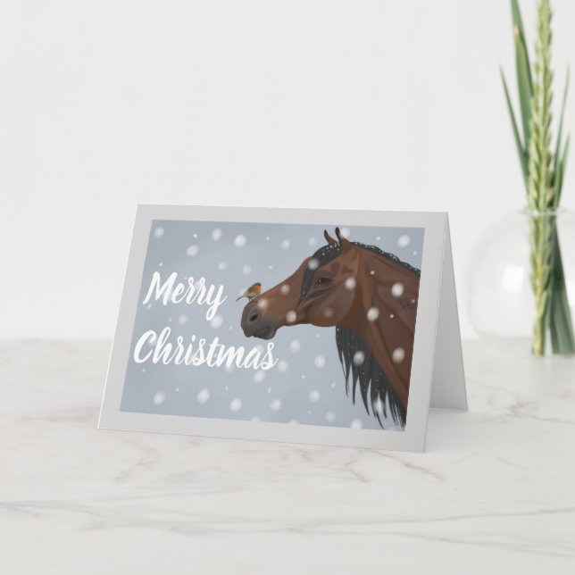 Horse and Robin Christmas Card (Front)