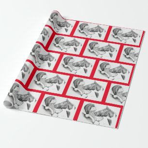 Horse and Santa Claus for Christmas Wrapping Paper