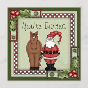 Horse and Santa Holiday Party Invitation