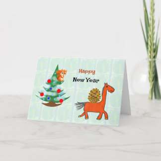 Horse and squirrel card