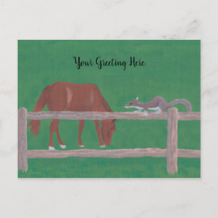 Horse and Squirrel, Grazing and Gazing Postcards