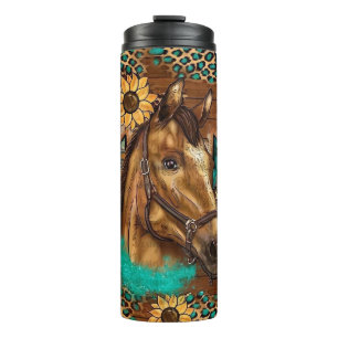 Horse and Sunflowers Thermal Tumbler