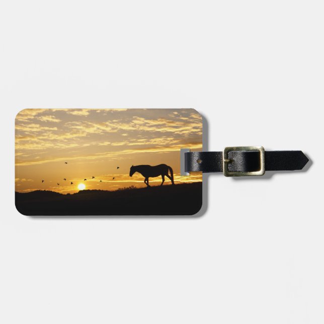 Horse and Sunset Luggage Tag (Front Horizontal)