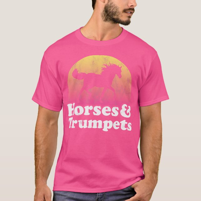 Horse And Trumpet Women Or Girls Horses Trumpets T-Shirt (Front)