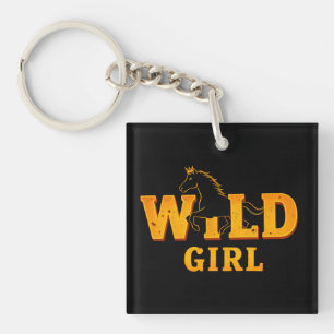Horse and 'Wild Girl' Sign Key Ring