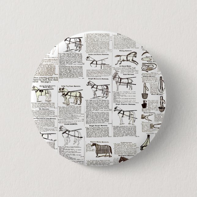 Horse Antique Advertising Newspaper Art 6 Cm Round Badge (Front)