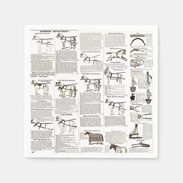 Horse Antique Advertising Newspaper Art Napkin (Front)