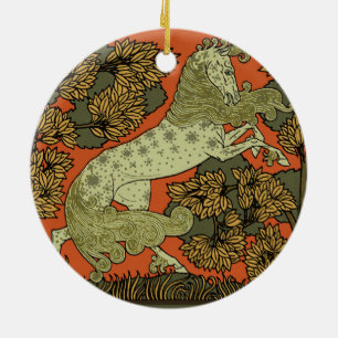 Horse Antique Drawing Ceramic Tree Decoration