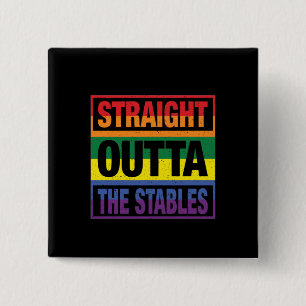 Horse Art Straight Outta The Stables 15 Cm Square Badge