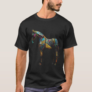 Horse Artwork  Horse Motif Colourful Riding Animal T-Shirt