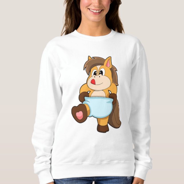 Horse as Baby with Diaper Sweatshirt (Front)