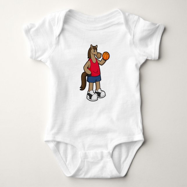 Horse as Basketball player with Basketball Baby Bodysuit (Front)