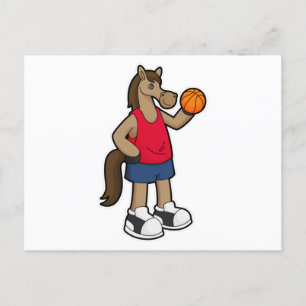 Horse as Basketball player with Basketball Postcard