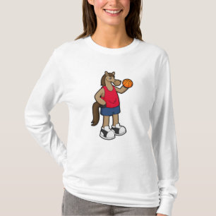 Horse as Basketball player with Basketball T-Shirt