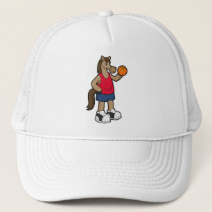 Horse as Basketball player with Basketball Trucker Hat