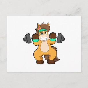 Horse as Bodybuilder with Barbell Postcard