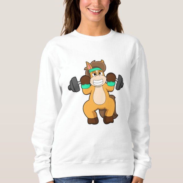Horse as Bodybuilder with Barbell Sweatshirt (Front)