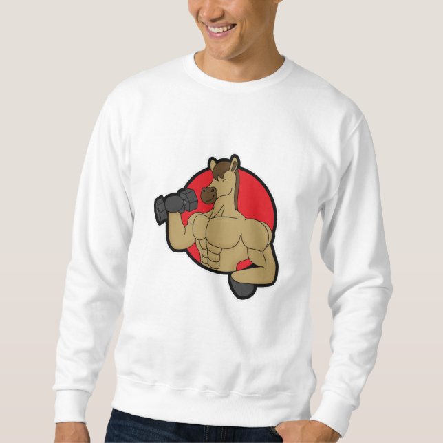 Horse as Bodybuilder with Dumbbell Sweatshirt (Front)