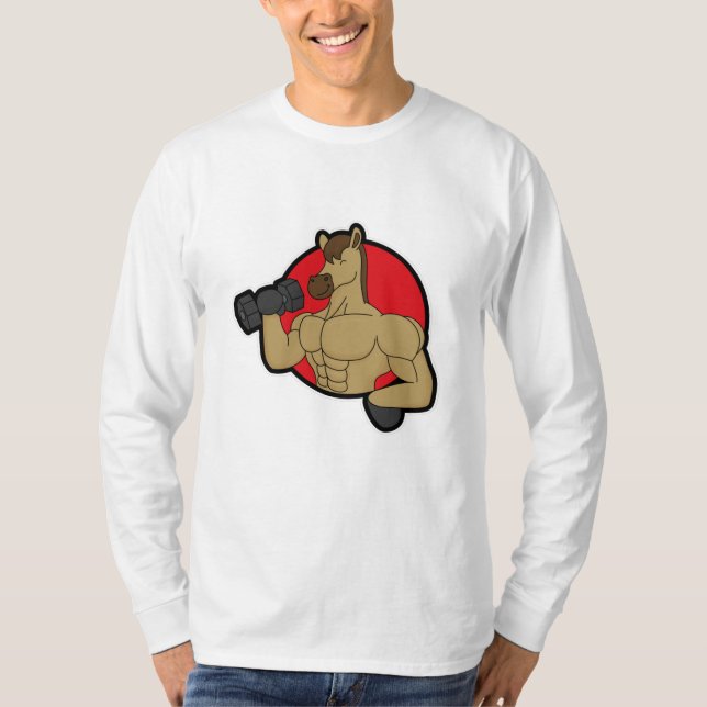 Horse as Bodybuilder with Dumbbell T-Shirt (Front)